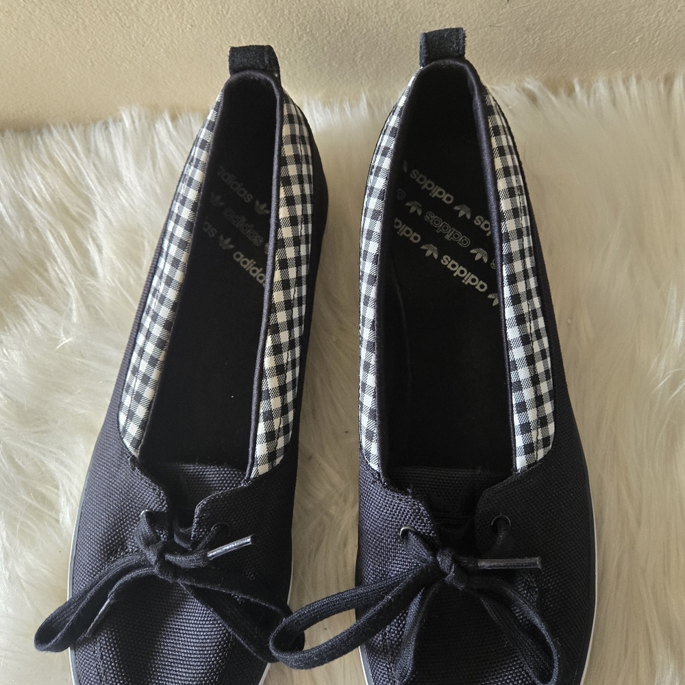 adidas Black Plaid Trim Flats